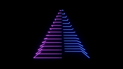  抽象数字霓虹灯金字塔。