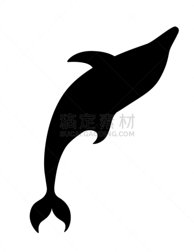 海豚,绘画插图,卡通,平坦的,矢量,黑色,白色背景,分离着色,剪影,设计