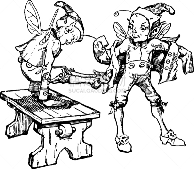 小精灵,鞋匠,衣服,白色,矢量,图像,雕刻图像,进行中,黑色,复古