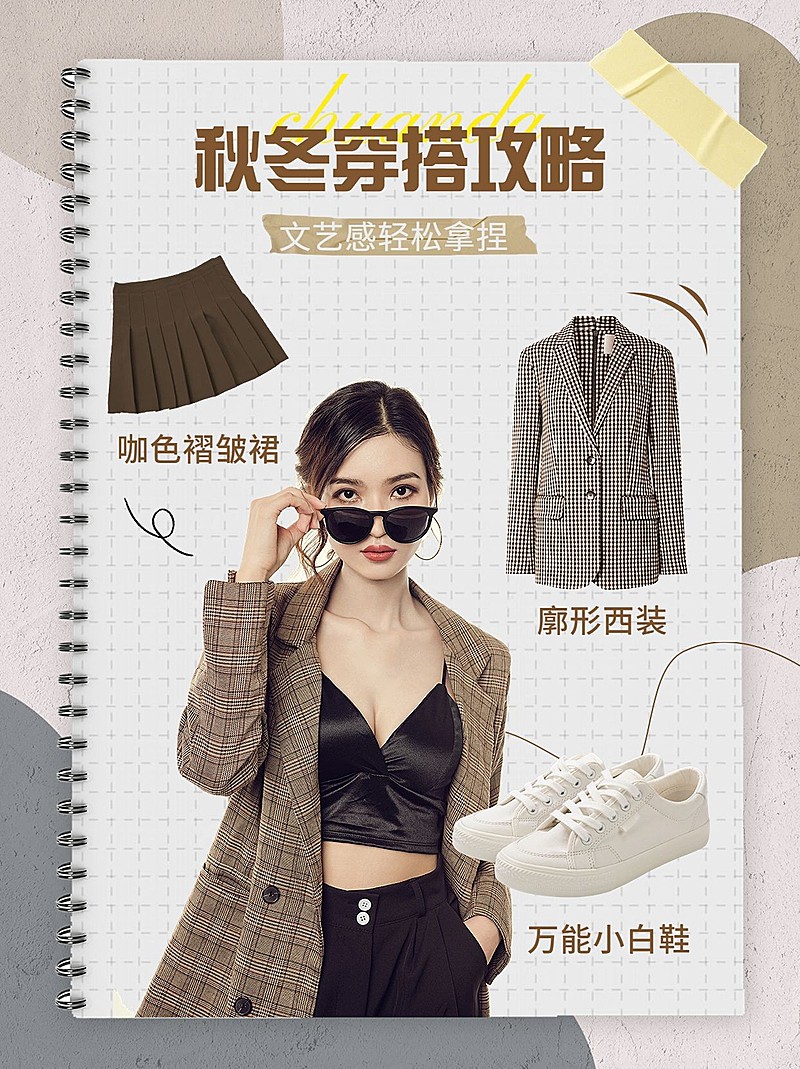 服饰穿搭攻略手帐风小红书封面