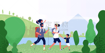 家庭,女人,儿童,自然,男人,徒步旅行,父母,旅行,旅游,休闲