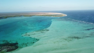 博内尔岛加勒比海风帆冲浪泻湖Sorobon空中无人机俯视 超高清视频