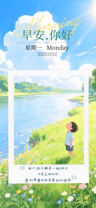 教育培训日签早安正能量语录全屏竖版海报AIGC预览效果