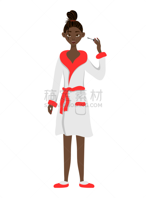美,矢量,女人,绘画插图,时尚,睫毛膏,卡通,舞台妆,背景分离,化妆刷
