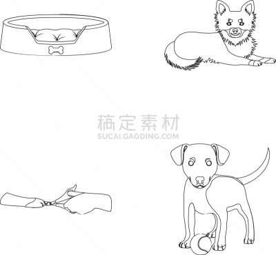 兽医,宠物,爪,轮廓,垃圾,图像,矢量,分离着色,收集,教育