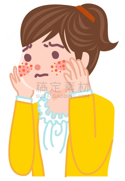 女孩,痛苦,绘画插图,粉刺,皮炎,仅日本人,儿童,仅青少年,日本人,仅女人
