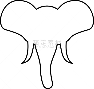 象,吉祥物,动物头,正面视角,分离着色,轮廓,亚洲,非洲,野生动物,剪影