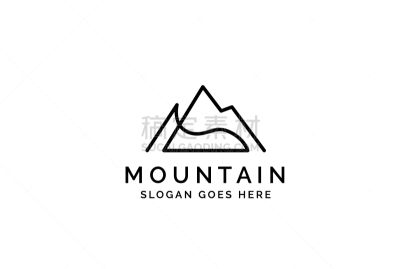 现代,品牌名称,山,简单,商务,旅途,证章,天空,绘画插图,标签