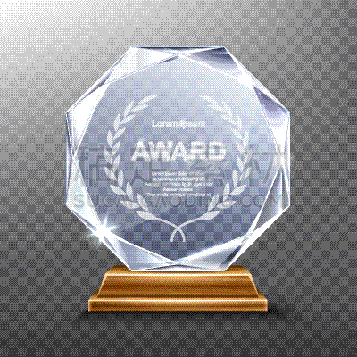 glass trophy or acrylic winner award realistic