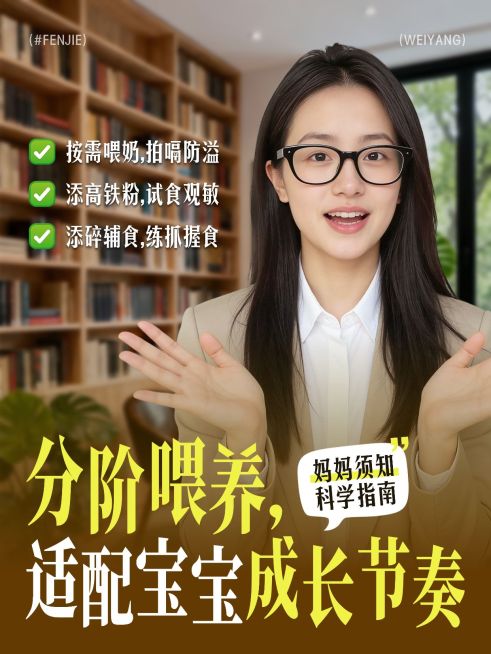 母婴亲子新生儿宝宝分阶喂养指南人像小红书封面预览效果