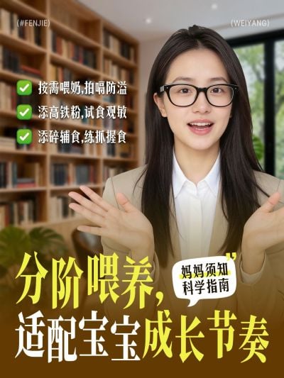 母婴亲子新生儿宝宝分阶喂养指南人像小红书封面