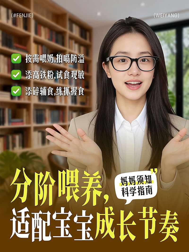 母婴亲子新生儿宝宝分阶喂养指南人像小红书封面