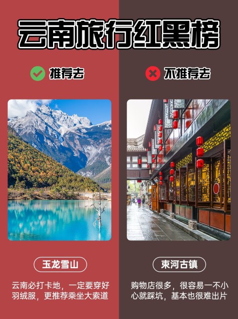 旅游避坑对比图红黑榜小红书封面预览效果