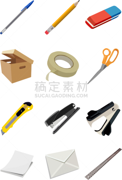 办公用品,橡皮擦,文档,铅笔,信函,信封,图像,邮件,矢量,学生