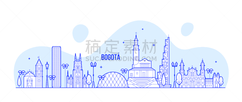 城市天际线,波哥大,哥伦比亚,商务,直的,殖民地式,户外,剪影