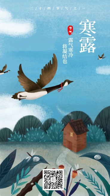 寒露节气手机海报预览效果
