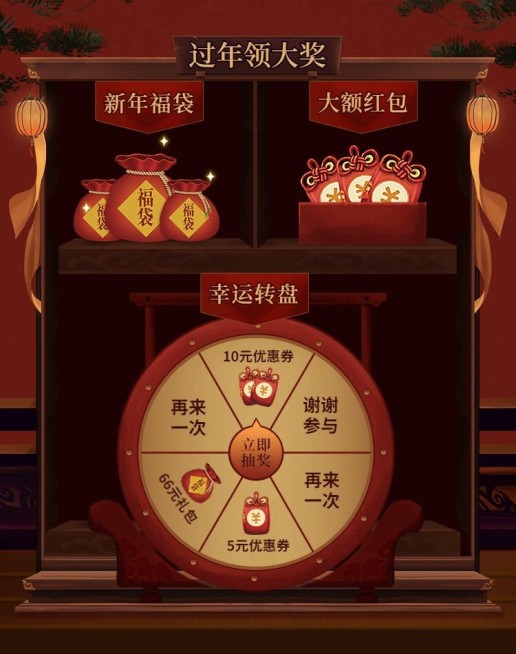 年货节/春节/转盘抽奖/店铺活动/中国风/海报banner预览效果