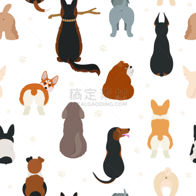 狗,四方连续纹样,在之后,扁平化设计,注视镜头,烟蒂,圣伯纳犬,可爱的,织工波顿,纯种犬