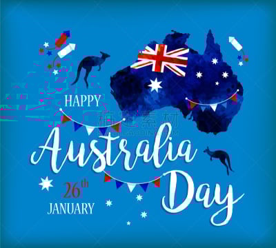 澳大利亚,文字,幸福,Australia Day,非都市风光,白昼,点状,红色,蓝色