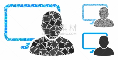 使用电脑,组物体,计算机图标,经理,电子邮件,一个物体,撕破的,顾客,粗糙的,构图