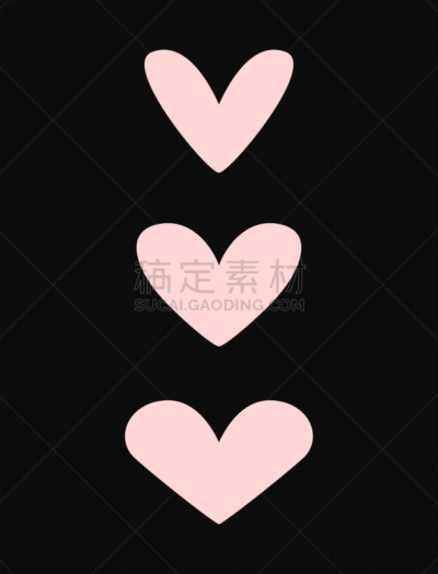 简单,绘画插图,粉色,平坦的,计算机图标,矢量,黑色背景,动物心脏,可爱的,背景分离