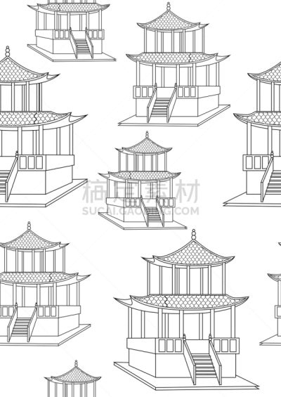 矢量,背景,建筑,绘画插图,凉棚,日本,书页,纹理效果,亚洲,四方连续纹样