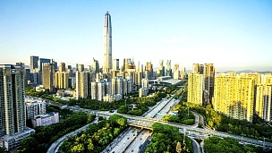 深圳的现代建筑外观，延时摄影。