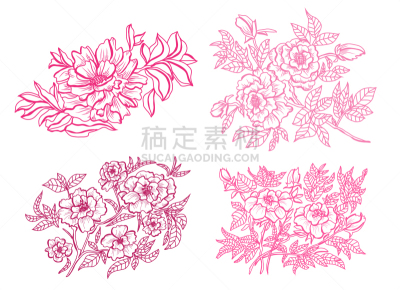 动物手,请柬,事件,周年纪念,植物群,婚礼,绘制,插花,问候,排列