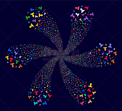 数字6,花瓣,顾客,迷幻色,卷着的,图像,多色的,矢量,花