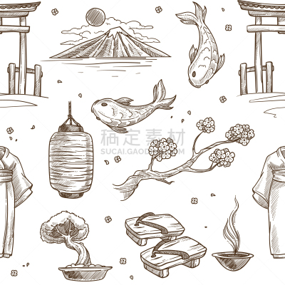 草图,日本,式样,背景聚焦,国内著名景点,传统,折纸工艺,和服,寿司,名声