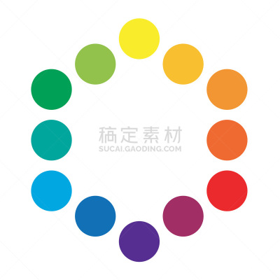色彩鲜艳,彩虹,戒指,调色板,数字12,杂色的，斑驳的,简单,水彩画颜料,车轮