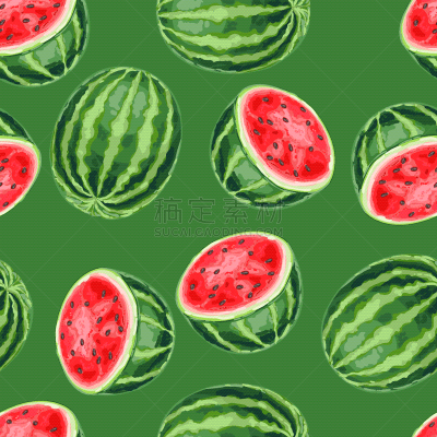 seamless pattern with watermelons and slices