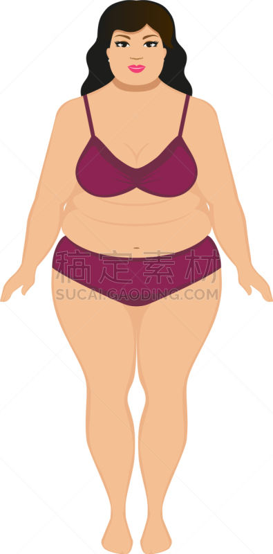 女人,自然美,肥胖,卡通,白色人种,成年的,大肚腩,人,白色,身体不适