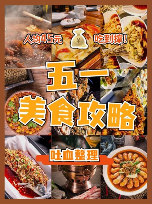五一劳动节美食探店攻略小红书配图预览效果