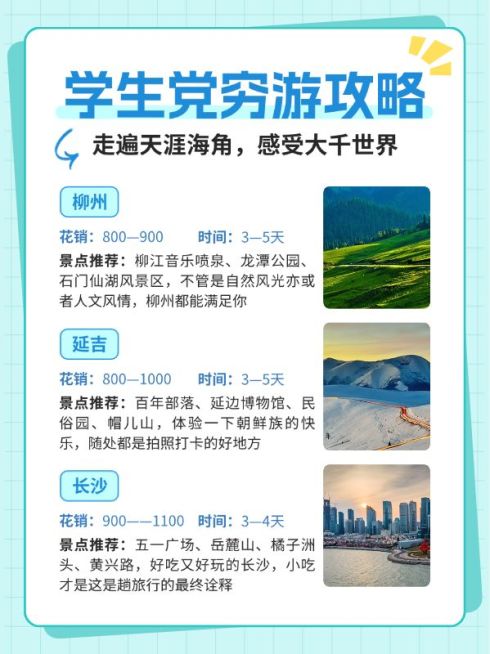 旅游景点推荐/穷游攻略小红书配图预览效果