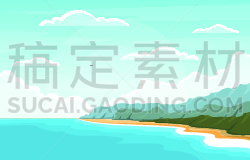 海岸线,海洋,海滩,海湾,风景插画,自然美,风景,自由,环境,夏天