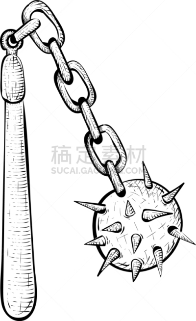 金属,中世纪时代,尖的,连枷,分离着色,白色,传统,豆蔻