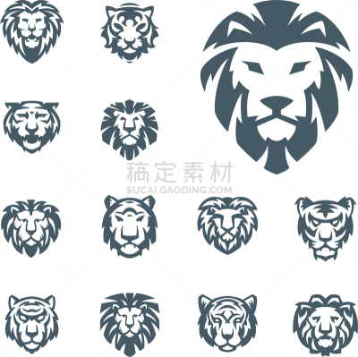 狮子,证章,动物头,分离着色,商务,华丽的,生气,华贵,剪影