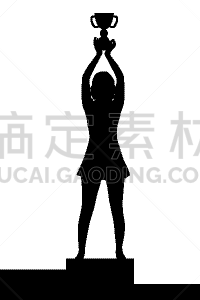 女人,拿着,指挥台,奖杯,分离着色,白色,运动竞赛,商务,人,剪影