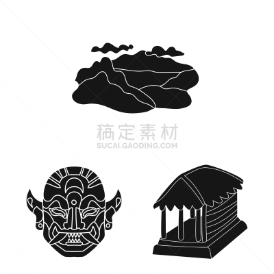传统,分离着色,标志,一个物体,凉棚,小屋,面具,动物,茅屋屋顶,湖