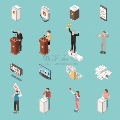 符号,候选人,等角投影,绘画插图,复选标记,人,扩音器,不高兴的,图标集