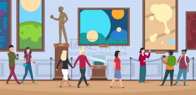 光学设备,人,画廊,名声,艺术家,女人,现代,观看,步行,思考