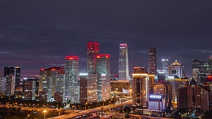 T/L MS HA TD北京中央商务区黎明，黑夜过渡