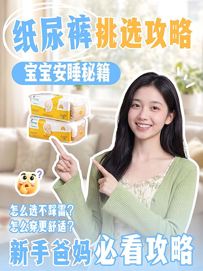 母婴亲子纸尿裤选购指南人像小红书封面
