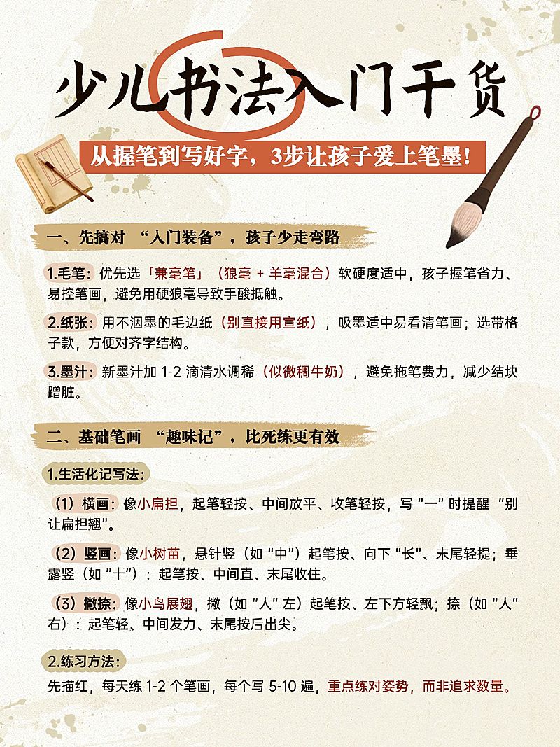 教育培训素质教育少儿书法干货分享小红书配图