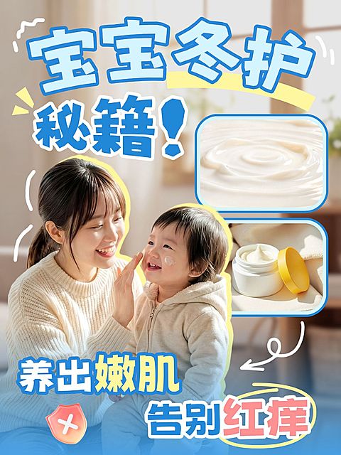 母婴亲子宝宝冬季护肤指南人像小红书封面