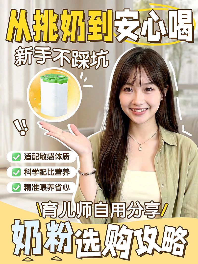 母婴亲子奶粉选购攻略人像小红书封面