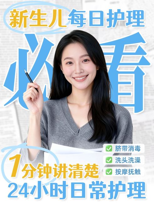 新生儿护理人像小红书封面预览效果