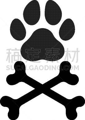 横越,爪子,动物骨,分离着色,宠物,脚印,骷髅图,爪印,图像,印有花压字品牌