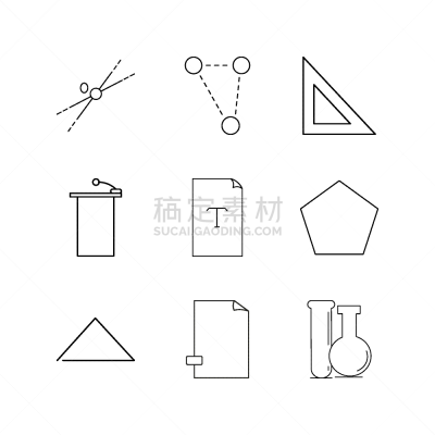 轮廓,直的,图标集,计算机图标,矢量,几何形状,三角板,图像,标志,教育